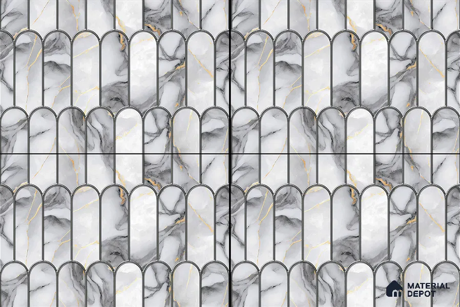 Patterned Wall Tile TL 06243 18 x 12 inch - Ceramic Glossy Finish -7 mm | Suitable for Kitchen