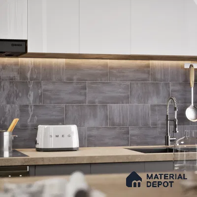 Subway Wall Tile TL 05236 Coastal Coatings Base 1 Lumber Grey 12 x 6 inch Vitrified Glossy Finish - 8 mm | 12 Random Faces | Suitable for Accent / Feature Walls, Bathroom, Kitchen Wall & Backsplashes (Sample)