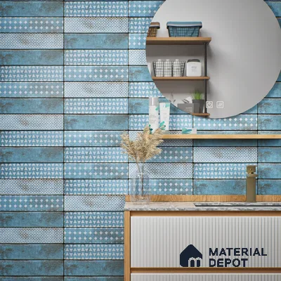 Subway Wall & Floor Tile TL 05232 B Colombiana Cerulean Blue Decor 12 x 3 inch Vitrified Matte Finish - 8 mm | 20 Random Faces | Suitable for Accent / Feature Walls, Bathroom, Kitchen Wall & Backsplashes (Sample)