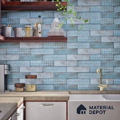 Subway Wall & Floor Tile TL 05232 B Colombiana Cerulean Blue Decor 12 x 3 inch Vitrified Matte Finish - 8 mm | 20 Random Faces | Suitable for Accent / Feature Walls, Bathroom, Kitchen Wall & Backsplashes (Sample)
