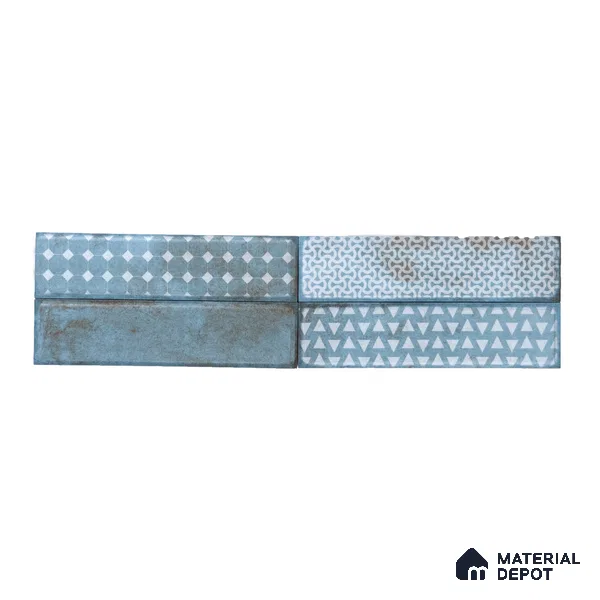 Subway Wall & Floor Tile TL 05232 B Colombiana Cerulean Blue Decor 12 x 3 inch Vitrified Matte Finish - 8 mm | 20 Random Faces | Suitable for Accent / Feature Walls, Bathroom, Kitchen Wall & Backsplashes (Sample)