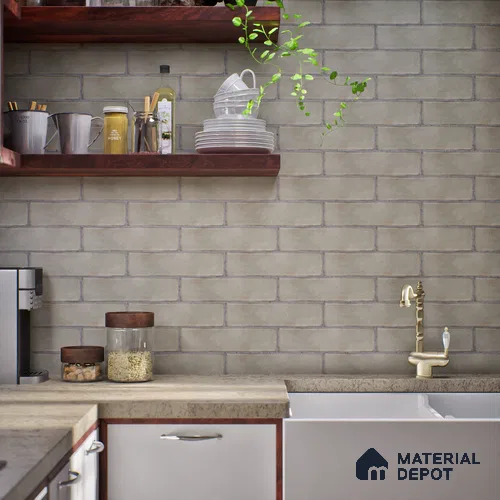 Subway Wall & Floor Tile TL 05232 C Colombiana Heather Weather Base 12 x 3 inch Vitrified Matte Finish - 8 mm | 20 Random Faces | Suitable for Accent / Feature Walls, Bathroom, Kitchen Wall & Backsplashes