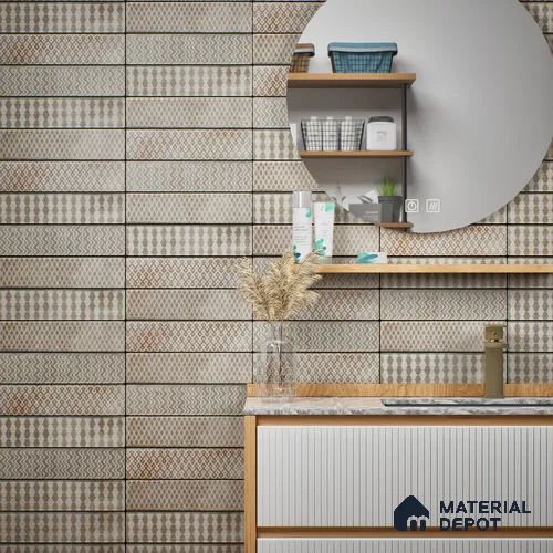 Subway Wall & Floor Tile TL 05232 D Colombiana Heather Weather Decor 12 x 3 inch Vitrified Matte Finish - 8 mm | 20 Random Faces | Suitable for Accent / Feature Walls, Bathroom, Kitchen Wall & Backsplashes