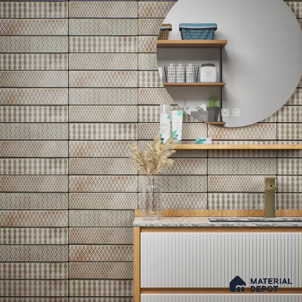 Subway Wall & Floor Tile TL 05232 D Colombiana Heather Weather Decor 12 x 3 inch Vitrified Matte Finish - 8 mm | 20 Random Faces | Suitable for Accent / Feature Walls, Bathroom, Kitchen Wall & Backsplashes (Sample)