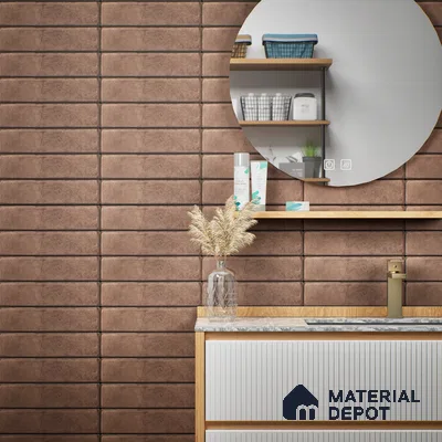 Subway Wall & Floor Tile TL 05232 E Colombiana Burnt Umber Base 12 x 3 inch Vitrified Matte Finish - 8 mm | 20 Random Faces | Suitable for Accent / Feature Walls, Bathroom, Kitchen Wall & Backsplashes (Sample)