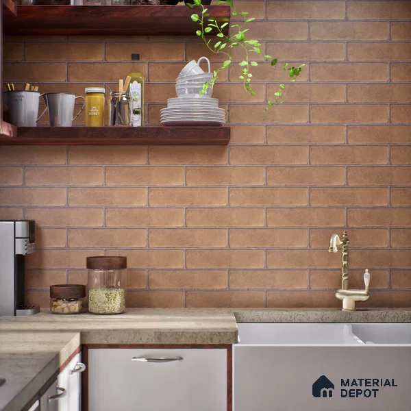 Subway Wall & Floor Tile TL 05232 E Colombiana Burnt Umber Base 12 x 3 inch Vitrified Matte Finish - 8 mm | 20 Random Faces | Suitable for Accent / Feature Walls, Bathroom, Kitchen Wall & Backsplashes (Sample)