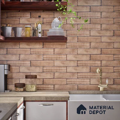 Subway Wall & Floor Tile TL 05232 F Colombiana Burnt Umber Decor 12 x 3 inch Vitrified Matte Finish - 8 mm | 20 Random Faces | Suitable for Accent / Feature Walls, Bathroom, Kitchen Wall & Backsplashes