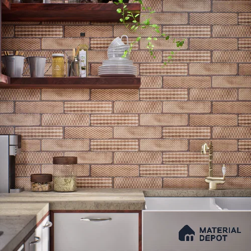 Subway Wall & Floor Tile TL 05232 F Colombiana Burnt Umber Decor 12 x 3 inch Vitrified Matte Finish - 8 mm | 20 Random Faces | Suitable for Accent / Feature Walls, Bathroom, Kitchen Wall & Backsplashes