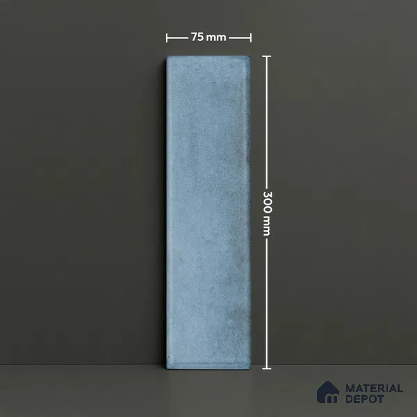 Subway Wall & Floor Tile TL 05232 Colombiana Cerulean Blue Base 12 x 3 inch Vitrified Matte Finish - 8 mm | 20 Random Faces | Suitable for Accent / Feature Walls, Bathroom, Kitchen Wall & Backsplashes