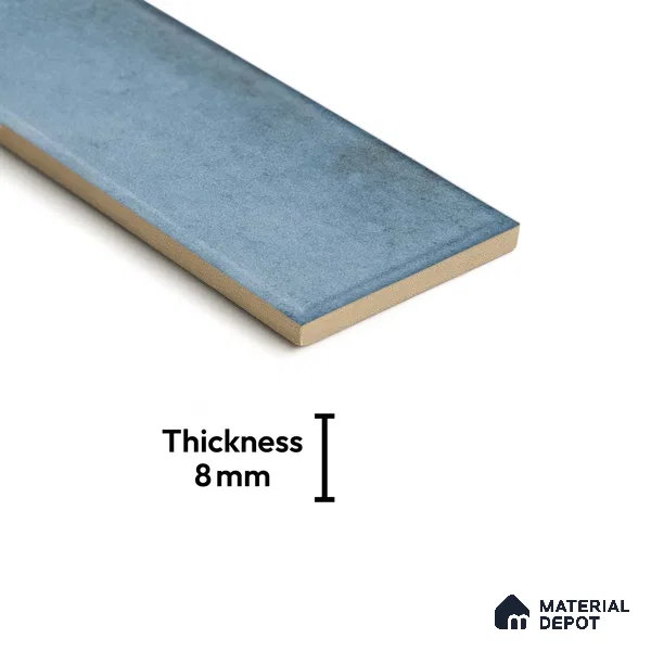 Subway Wall & Floor Tile TL 05232 Colombiana Cerulean Blue Base 12 x 3 inch Vitrified Matte Finish - 8 mm | 20 Random Faces | Suitable for Accent / Feature Walls, Bathroom, Kitchen Wall & Backsplashes