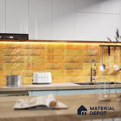 Subway Wall Tile TL 06162 C Harbor Sunny Maize 9 x 3 inch Ceramic Glossy Finish - 10 mm | 68 Random Design | Suitable for Accent / Feature Walls, Bathroom, Kitchen Wall & Backsplashes (Sample)