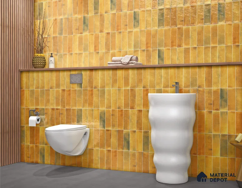 Subway Wall Tile TL 06162 C Harbor Sunny Maize 9 x 3 inch Ceramic Glossy Finish - 10 mm | 68 Random Design | Suitable for Accent / Feature Walls, Bathroom, Kitchen Wall & Backsplashes (Sample)