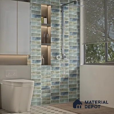 Subway Wall Tile TL 06162 D Harbor Polar Azure 9 x 3 inch Ceramic Glossy Finish - 10 mm | 68 Random Design | Suitable for Accent / Feature Walls, Bathroom, Kitchen Wall & Backsplashes