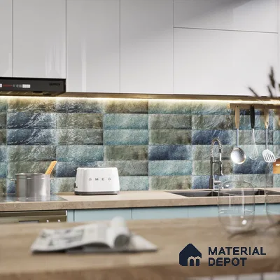 Subway Wall Tile TL 06162 D Harbor Polar Azure 9 x 3 inch Ceramic Glossy Finish - 10 mm | 68 Random Design | Suitable for Accent / Feature Walls, Bathroom, Kitchen Wall & Backsplashes