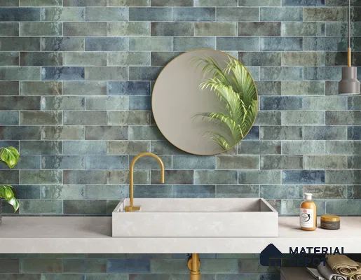 Subway Wall Tile TL 06162 D Harbor Polar Azure 9 x 3 inch Ceramic Glossy Finish - 10 mm | 68 Random Design | Suitable for Accent / Feature Walls, Bathroom, Kitchen Wall & Backsplashes