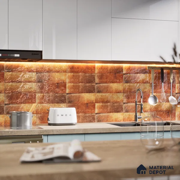 Subway Wall Tile TL 06162 G Harbor Ember Blaze 9 x 3 inch Ceramic Glossy Finish - 10 mm | 68 Random Design | Suitable for Accent / Feature Walls, Bathroom, Kitchen Wall & Backsplashes (Sample)
