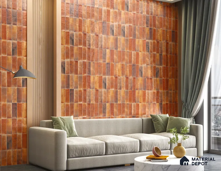 Subway Wall Tile TL 06162 G Harbor Ember Blaze 9 x 3 inch Ceramic Glossy Finish - 10 mm | 68 Random Design | Suitable for Accent / Feature Walls, Bathroom, Kitchen Wall & Backsplashes (Sample)
