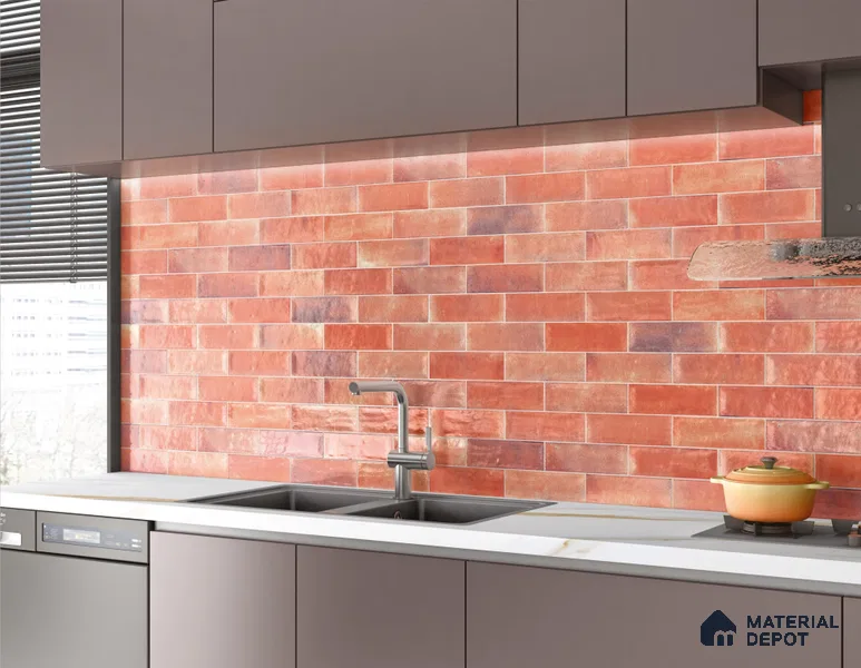 Subway Wall Tile TL 06162 Harbor Coral Glow 9 x 3 inch Ceramic Glossy Finish - 10 mm | 68 Random Design | Suitable for Accent / Feature Walls, Bathroom, Kitchen Wall & Backsplashes (Sample)