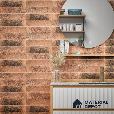 Subway Wall & Floor Tile TL 05228 B Curve Edge Interstellar Lizon Latte 12 x 3 inch Vitrified Matte Finish - 8 mm | 21 Random Faces | Suitable for Accent / Feature Walls, Bathroom, Kitchen Wall & Backsplashes