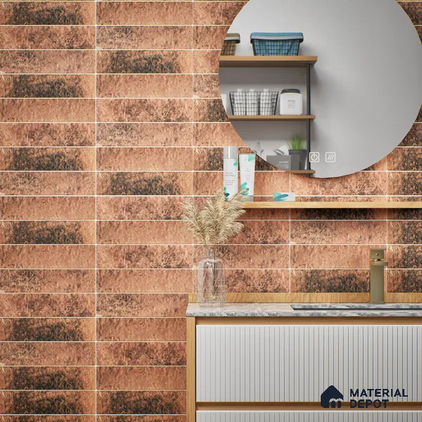 Subway Wall & Floor Tile TL 05228 B Curve Edge Interstellar Lizon Latte 12 x 3 inch Vitrified Matte Finish - 8 mm | 21 Random Faces | Suitable for Accent / Feature Walls, Bathroom, Kitchen Wall & Backsplashes