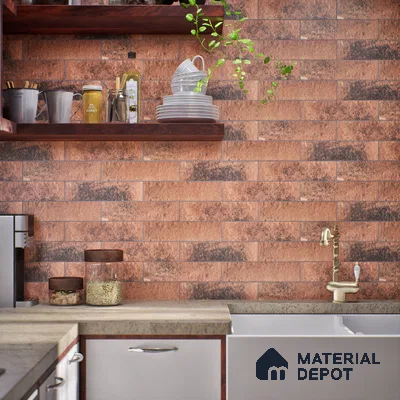 Subway Wall & Floor Tile TL 05228 B Curve Edge Interstellar Lizon Latte 12 x 3 inch Vitrified Matte Finish - 8 mm | 21 Random Faces | Suitable for Accent / Feature Walls, Bathroom, Kitchen Wall & Backsplashes