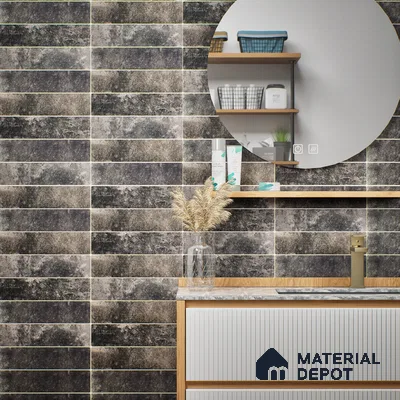 Subway Wall & Floor Tile TL 05228 C Curve Edge Interstellar Dark Forest 12 x 3 inch Vitrified Matte Finish - 8 mm | 28 Random Faces | Suitable for Accent / Feature Walls, Bathroom, Kitchen Wall & Backsplashes (Sample)