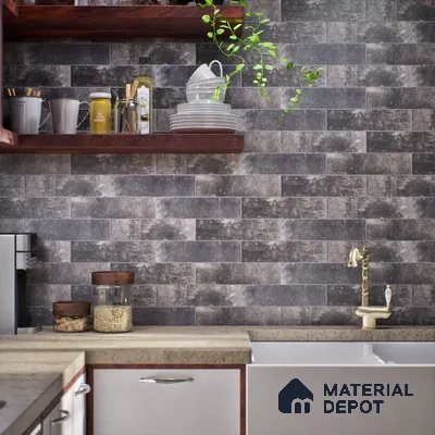 Subway Wall & Floor Tile TL 05228 C Curve Edge Interstellar Dark Forest 12 x 3 inch Vitrified Matte Finish - 8 mm | 28 Random Faces | Suitable for Accent / Feature Walls, Bathroom, Kitchen Wall & Backsplashes (Sample)