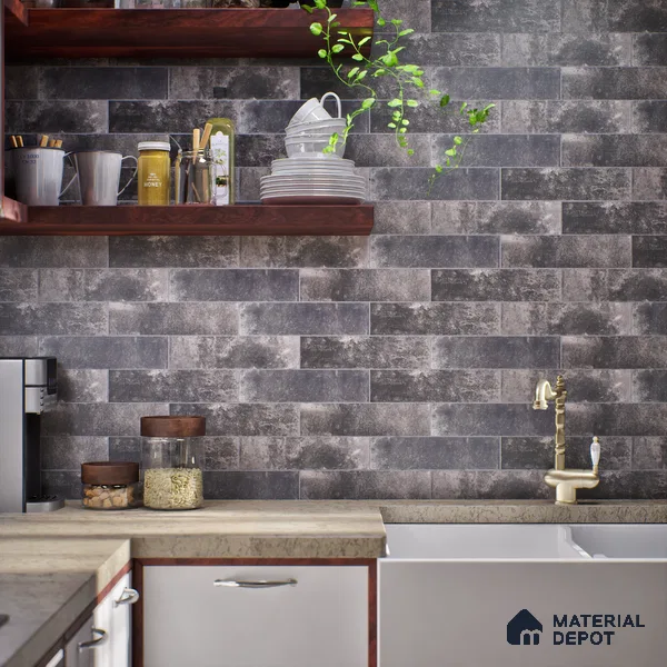Subway Wall & Floor Tile TL 05228 C Curve Edge Interstellar Dark Forest 12 x 3 inch Vitrified Matte Finish - 8 mm | 28 Random Faces | Suitable for Accent / Feature Walls, Bathroom, Kitchen Wall & Backsplashes (Sample)