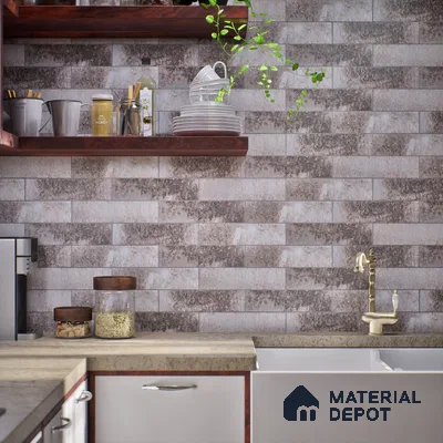 Subway Wall & Floor Tile TL 05228 Curve Edge Interstellar Black Current 12 x 3 inch Vitrified Matte Finish - 8 mm | 21 Random Faces | Suitable for Accent / Feature Walls, Bathroom, Kitchen Wall & Backsplashes