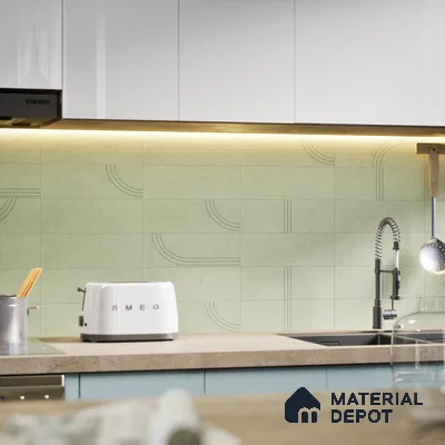 Subway Wall Tile TL 05976 B Opal Mint Plain 225 x 75 mm Vitrified Matte Finish - 9 mm | Suitable For Bathroom, Kitchen | 2 mm Spacer is Mandatory (Sample)