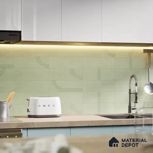 Subway Wall Tile TL 05976 B Opal Mint Plain 225 x 75 mm Vitrified Matte Finish - 9 mm | Suitable For Bathroom, Kitchen | 2 mm Spacer is Mandatory