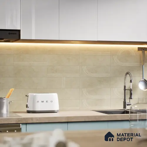Subway Wall Tile TL 05977 B Opal Olive Plain 225 x 75 mm Vitrified Matte Finish - 9 mm | Suitable For Bathroom, Kitchen | 2 mm Spacer is Mandatory