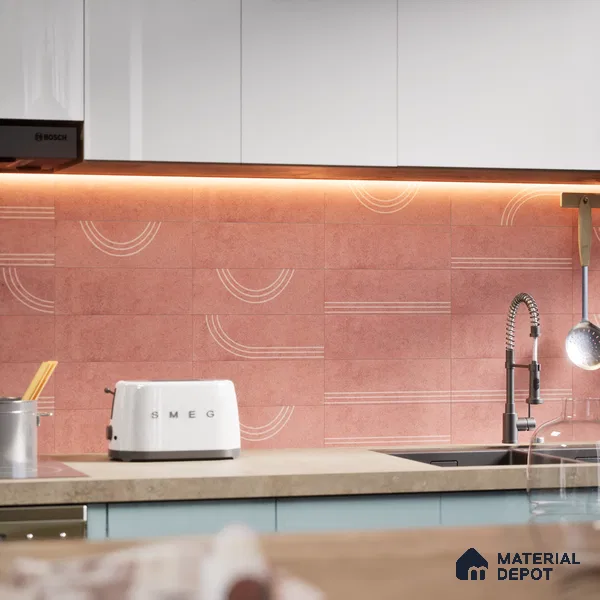Subway Wall Tile TL 05978 Opal Pinot Decor 225 x 75 mm Vitrified Glue Matte Finish - 9 mm | Suitable For Bathroom, Kitchen | 2 mm Spacer is Mandatory (Sample)