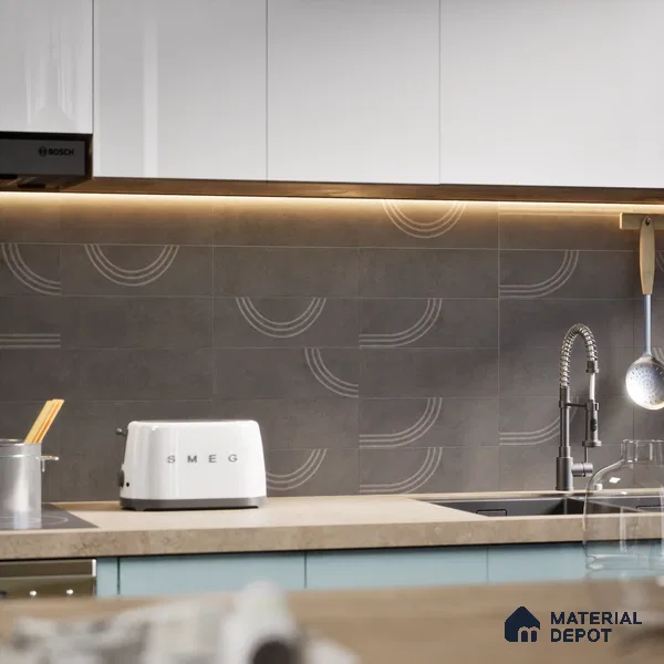 Subway Wall Tile TL 05979 B Opal Slate Plain 225 x 75 mm Vitrified Matte Finish - 9 mm | Suitable For Bathroom, Kitchen | 2 mm Spacer is Mandatory