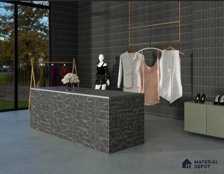 Subway Wall Tile TL 05979 B Opal Slate Plain 225 x 75 mm Vitrified Matte Finish - 9 mm | Suitable For Bathroom, Kitchen | 2 mm Spacer is Mandatory