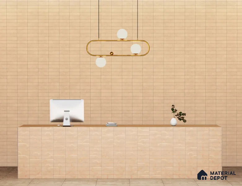 Subway Wall Tile TL 05980 Opal Tan Decor 225 x 75 mm Vitrified Glue Matte Finish - 9 mm | Suitable For Bathroom, Kitchen | 2 mm Spacer is Mandatory (Sample)