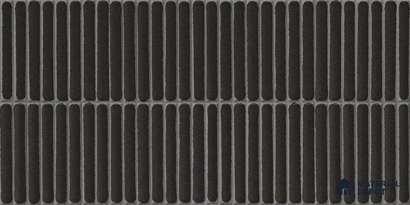 Subway Wall Tile TL 05850 B Tones Jet Noir 2 ft x 1 ft Ceramic Glossy Finish - 9 mm | Suitable for Bathroom, Kitchen & Backsplashes | Please Expect a Slight Variation of Pattern (Sample)