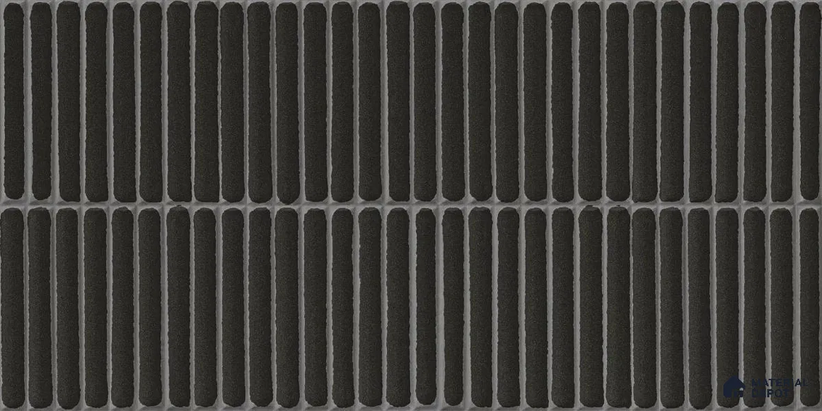 Subway Wall Tile TL 05850 B Tones Jet Noir 2 ft x 1 ft Ceramic Glossy Finish - 9 mm | Suitable for Bathroom, Kitchen & Backsplashes | Please Expect a Slight Variation of Pattern (Sample)