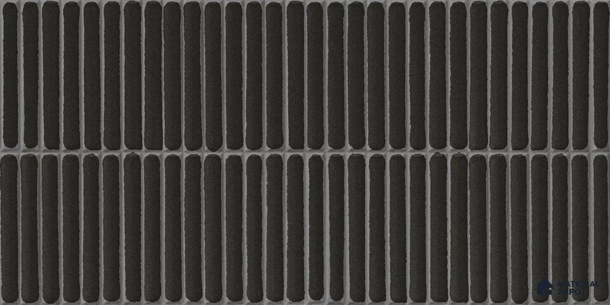 Subway Wall Tile TL 05850 B Tones Jet Noir 2 ft x 1 ft Ceramic Glossy Finish - 9 mm | Suitable for Bathroom, Kitchen & Backsplashes | Please Expect a Slight Variation of Pattern