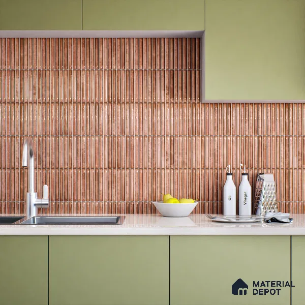 Subway Wall Tile TL 05850 C Tones Rose Quartz 2 ft x 1 ft Ceramic Glossy Finish - 9 mm | Suitable for Bathroom, Kitchen & Backsplashes | Please Expect a Slight Variation of Pattern