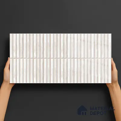 Subway Wall Tile TL 05850 D Tones Snow Drift 2 ft x 1 ft Ceramic Glossy Finish - 9 mm | Suitable for Bathroom, Kitchen & Backsplashes | Please Expect a Slight Variation of Pattern