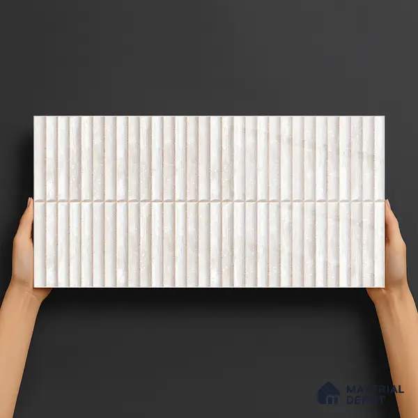 Subway Wall Tile TL 05850 D Tones Snow Drift 2 ft x 1 ft Ceramic Glossy Finish - 9 mm | Suitable for Bathroom, Kitchen & Backsplashes | Please Expect a Slight Variation of Pattern