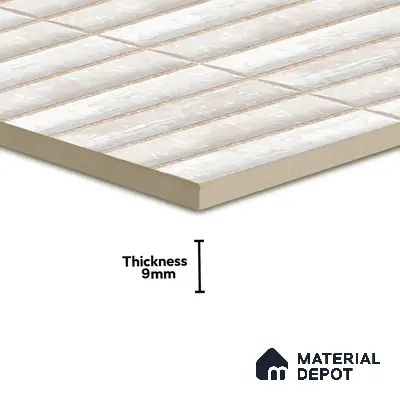 Subway Wall Tile TL 05850 D Tones Snow Drift 2 ft x 1 ft Ceramic Glossy Finish - 9 mm | Suitable for Bathroom, Kitchen & Backsplashes | Please Expect a Slight Variation of Pattern