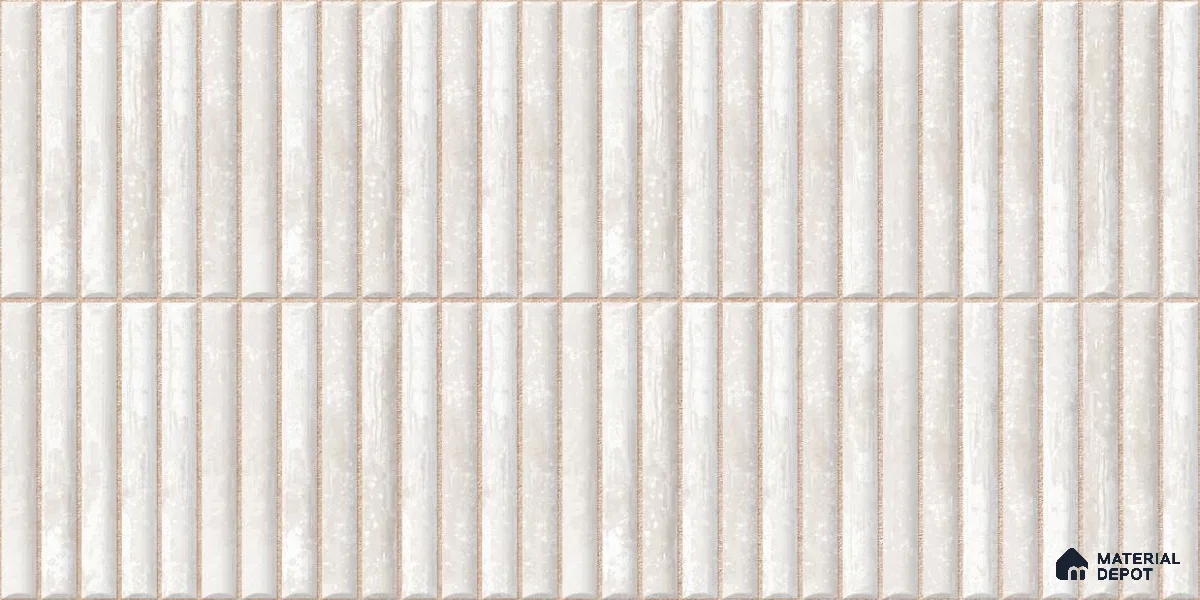 Subway Wall Tile TL 05850 D Tones Snow Drift 2 ft x 1 ft Ceramic Glossy Finish - 9 mm | Suitable for Bathroom, Kitchen & Backsplashes | Please Expect a Slight Variation of Pattern