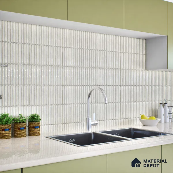 Subway Wall Tile TL 05850 F Tones Ivory Gleam 2 ft x 1 ft Ceramic Glossy Finish - 9 mm | Suitable for Bathroom, Kitchen & Backsplashes | Please Expect a Slight Variation of Pattern