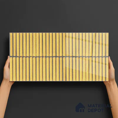 Subway Wall Tile TL 05850 Tones Golden Glow 2 ft x 1 ft Ceramic Glossy Finish - 9 mm | Suitable for Bathroom, Kitchen & Backsplashes | Please Expect a Slight Variation of Pattern