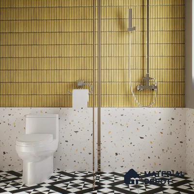 Subway Wall Tile TL 05850 Tones Golden Glow 2 ft x 1 ft Ceramic Glossy Finish - 9 mm | Suitable for Bathroom, Kitchen & Backsplashes | Please Expect a Slight Variation of Pattern