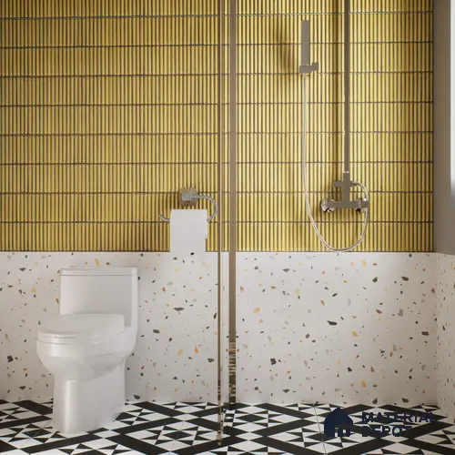 Subway Wall Tile TL 05850 Tones Golden Glow 2 ft x 1 ft Ceramic Glossy Finish - 9 mm | Suitable for Bathroom, Kitchen & Backsplashes | Please Expect a Slight Variation of Pattern