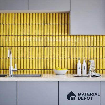 Subway Wall Tile TL 05850 Tones Golden Glow 2 ft x 1 ft Ceramic Glossy Finish - 9 mm | Suitable for Bathroom, Kitchen & Backsplashes | Please Expect a Slight Variation of Pattern