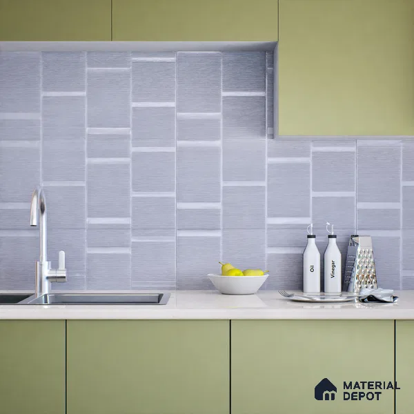 Subway Wall Tile TL 05849 E Tones Sapphire Wave 2 ft x 1 ft Ceramic Matte Finish - 9 mm | Suitable for Bathroom, Kitchen & Backsplashes | Please Expect a Slight Variation of Pattern (Sample)